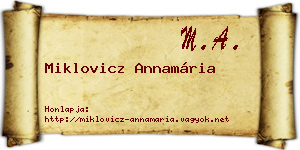 Miklovicz Annamária névjegykártya